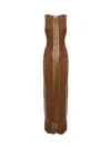 Charo Ruiz Lace-panelled Sleeveless Dress In Brown