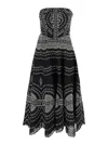 Charo Ruiz Iris Black Long Dress With All-over Embroideries And Ruffled Skirt In Cotton And Linen Blend Woman