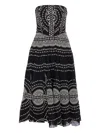 Charo Ruiz Iris Black Long Dress With All-over Embroideries And Ruffled Skirt In Cotton And Linen Blend Woman