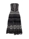 Charo Ruiz Iris Black Long Dress With All-over Embroideries And Ruffled Skirt In Cotton And Linen Blend Woman