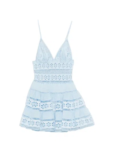 Charo Ruiz Isca Broderie-anglaise Mini Dress In Blue