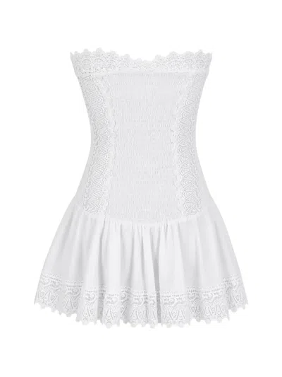 Charo Ruiz Julisse Lace-trim Smocked Mini Dress In White