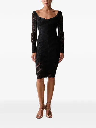 Charo Ruiz Kaly Lace Long-sleeve Midi Dress In Black