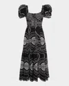 Charo Ruiz Kaysa Embroidered Midi Dress In Black