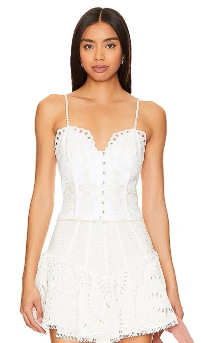 Charo Ruiz Keity Embroidery Cropped Top In Ivory Lolita