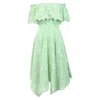 Charo Ruiz Khadi Off-shoulder Midi Dress In Green Cotton In Green