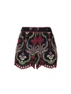 Charo Ruiz Mason Floral-embroidered Shorts In Black, Pink, Red