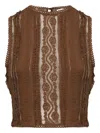 Charo Ruiz Lace-detail Sleeveless Top In Brown