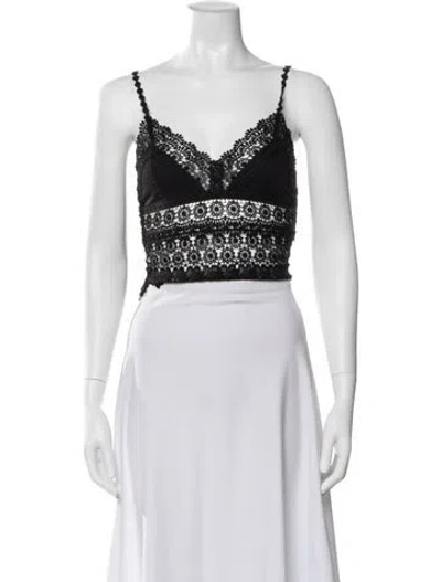 Pre-owned Charo Ruiz Lace Lace Pattern Crop Top In Black
