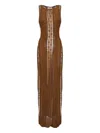 Charo Ruiz Lace-panelled Sleeveless Dress In Brown
