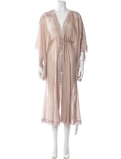 Pre-owned Charo Ruiz Lace Pattern Crochet Trim Robe In Pink