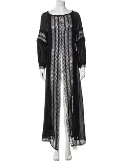 Pre-owned Charo Ruiz Lace Pattern Eyelet Trim Cover-up In Black