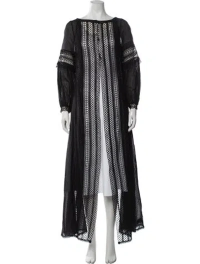 Pre-owned Charo Ruiz Lace Pattern Eyelet Trim Cover-up In Black
