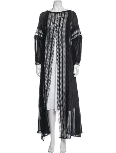 Pre-owned Charo Ruiz Lace Pattern Eyelet Trim Robe In Black