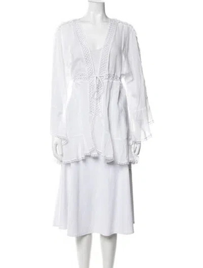 Pre-owned Charo Ruiz Lace Pattern Jacket In White