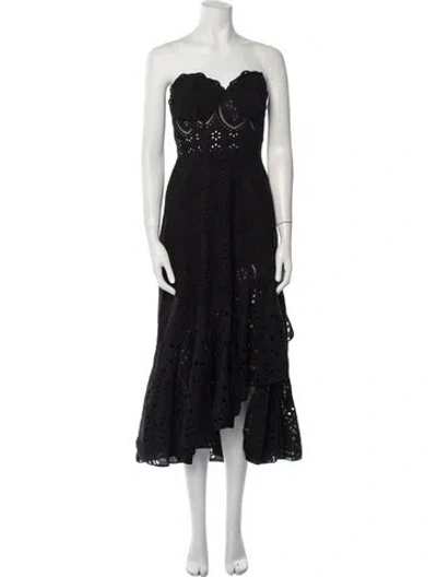 Pre-owned Charo Ruiz Lace Pattern Long Dress In Black