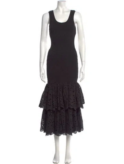 Pre-owned Charo Ruiz Lace Pattern Long Dress In Black