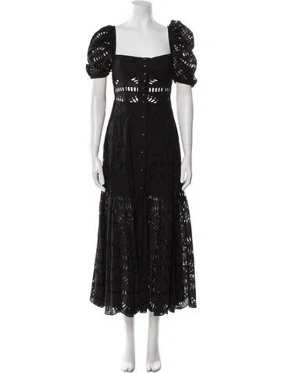 Pre-owned Charo Ruiz Lace Pattern Long Dress In Black