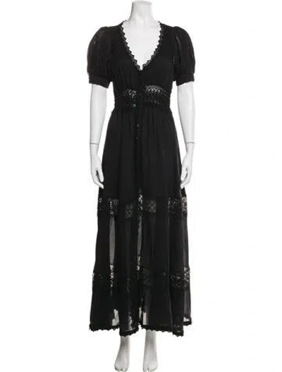 Pre-owned Charo Ruiz Lace Pattern Long Dress In Black