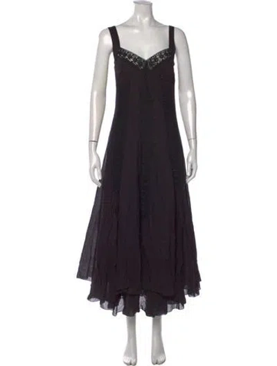 Pre-owned Charo Ruiz Lace Pattern Long Dress In Black