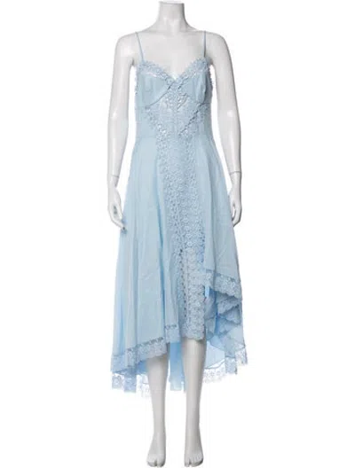 Pre-owned Charo Ruiz Lace Pattern Long Dress In Blue