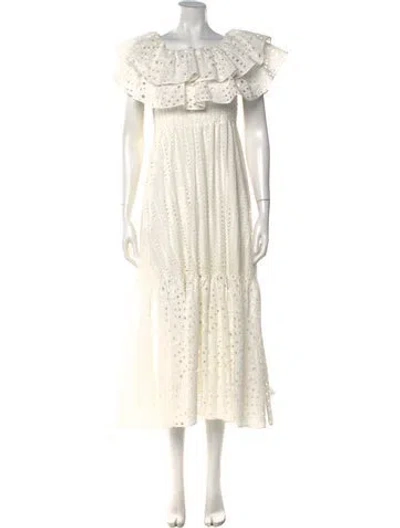 Pre-owned Charo Ruiz Lace Pattern Long Dress In Neutral