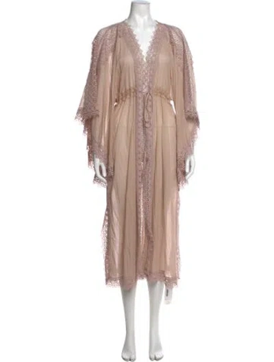 Pre-owned Charo Ruiz Lace Pattern Long Dress In Neutrals
