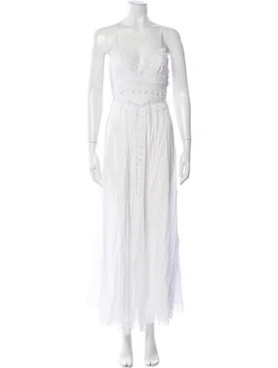 Pre-owned Charo Ruiz Lace Pattern Long Dress In Neutrals