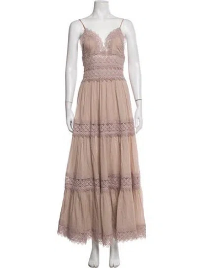 Pre-owned Charo Ruiz Lace Pattern Long Dress In Neutrals