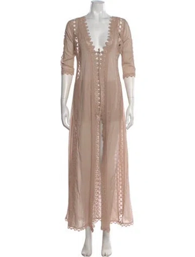Pre-owned Charo Ruiz Lace Pattern Long Dress In Pink