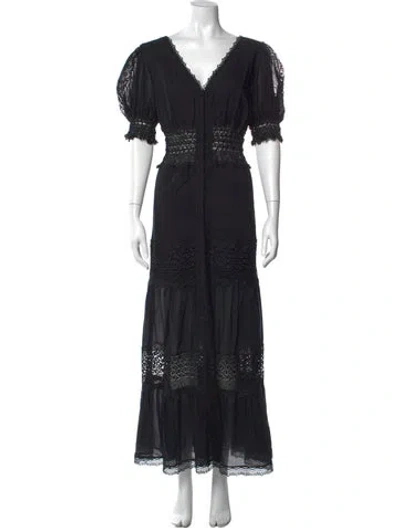 Pre-owned Charo Ruiz Lace Pattern Long Dress W/ Tags In Black