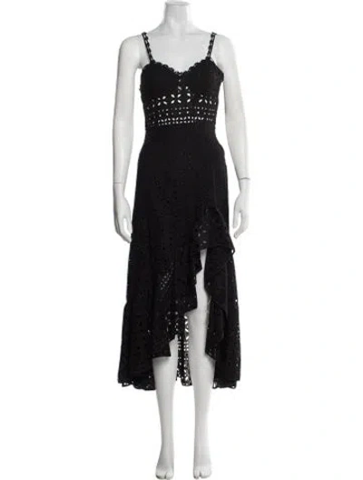 Pre-owned Charo Ruiz Lace Pattern Long Dress W/ Tags In Black