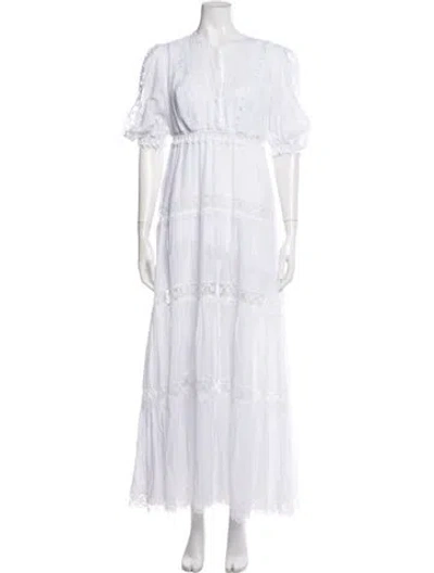 Pre-owned Charo Ruiz Lace Pattern Long Dress W/ Tags In White