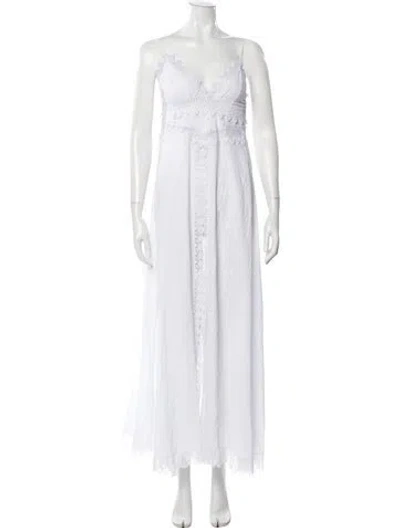 Pre-owned Charo Ruiz Lace Pattern Long Dress In White