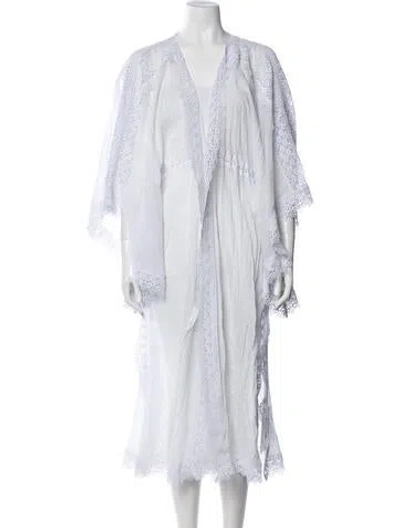 Pre-owned Charo Ruiz Lace Pattern Long Dress In White