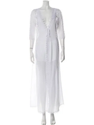 Pre-owned Charo Ruiz Lace Pattern Long Dress In White