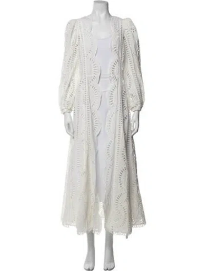 Pre-owned Charo Ruiz Lace Pattern Long Dress In White