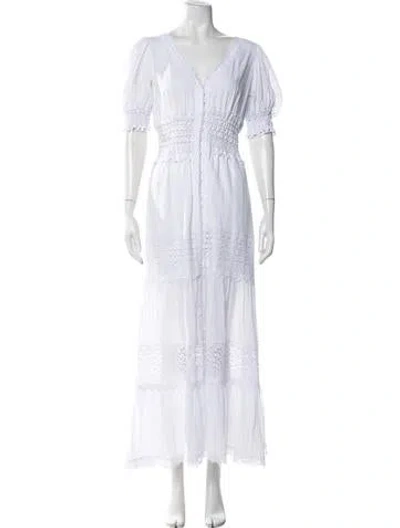 Pre-owned Charo Ruiz Lace Pattern Long Dress In White