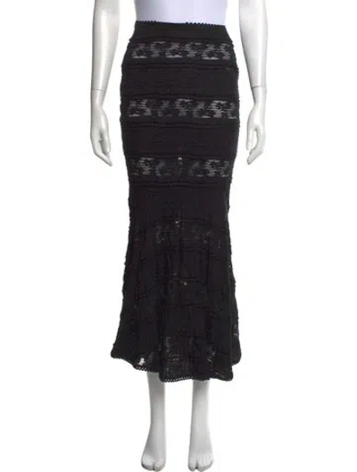 Pre-owned Charo Ruiz Lace Pattern Long Skirt In Black