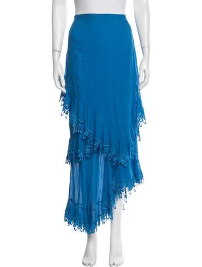 Pre-owned Charo Ruiz Lace Pattern Long Skirt In Blue