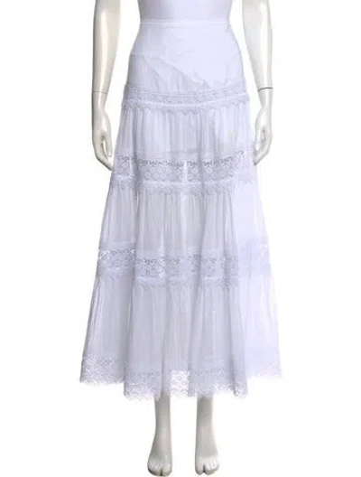 Pre-owned Charo Ruiz Lace Pattern Long Skirt In White