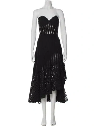 Pre-owned Charo Ruiz Lace Pattern Midi Length Dress In Black