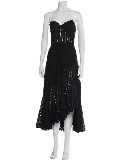 Pre-owned Charo Ruiz Lace Pattern Midi Length Dress In Black