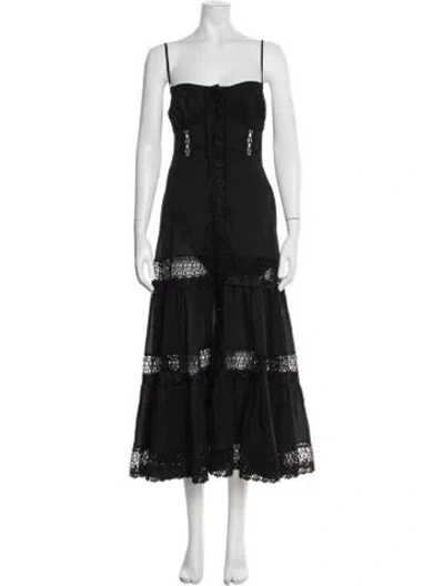 Pre-owned Charo Ruiz Lace Pattern Midi Length Dress In Black
