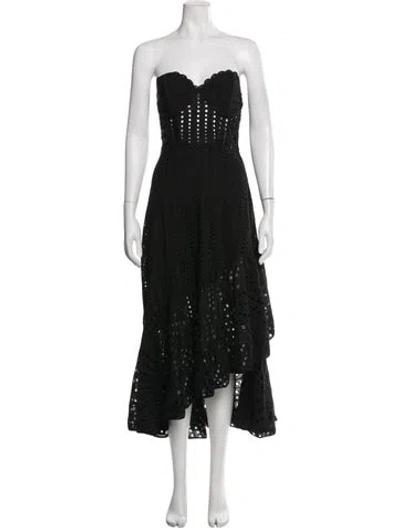 Pre-owned Charo Ruiz Lace Pattern Midi Length Dress In Black
