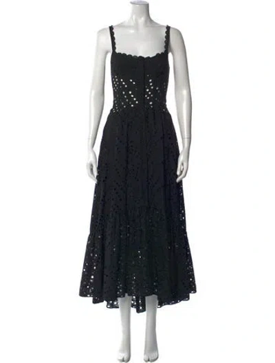 Pre-owned Charo Ruiz Lace Pattern Midi Length Dress In Black
