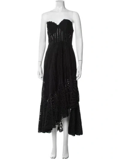 Pre-owned Charo Ruiz Lace Pattern Midi Length Dress In Black
