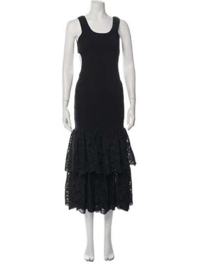 Pre-owned Charo Ruiz Lace Pattern Midi Length Dress In Black