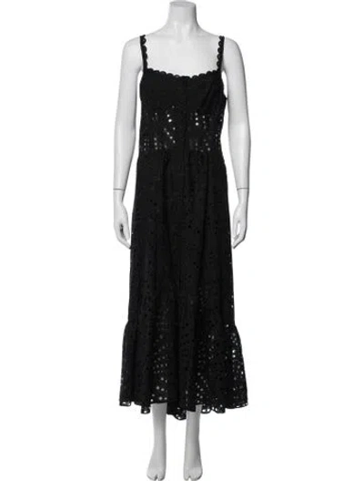 Pre-owned Charo Ruiz Lace Pattern Midi Length Dress In Black