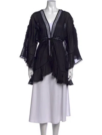 Pre-owned Charo Ruiz Lace Pattern Midi Length Dress In Black